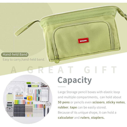 Professional Pencil Pen Case with High Capacity and Easy Grip Handle, Green