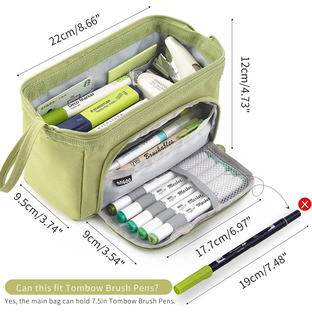 Professional Pencil Pen Case with High Capacity and Easy Grip Handle, Green